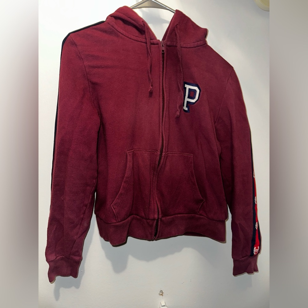 Cropped Pink Burgundy Zip Up